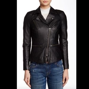 MUUBAA KAJANA BLACK LEATHER BIKER JACKET US 8